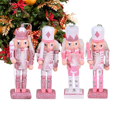 Yidueace Nussknacker Figuren,4-TLG. Rosa Weihnachten Traditioneller Nussknacker,Holz Deko Figuren Sammlerstücke Für Feiertage Wohnzimmer Küche - Für Thanksgiving Halloween Party Wohnzimmer Küche von Yidueace