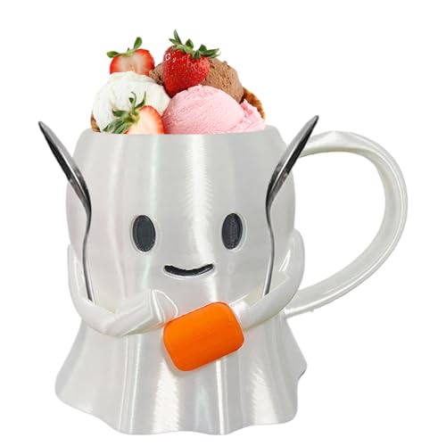 Yidueace Pint Eisbecherhalter | Ghost Eisbecherhalter Kaffeetasse - 3D Gedruckter Spielerischer Dessertbehälter Deko Für Party Picknick Cafe von Yidueace