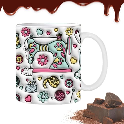Yidueace Quilterinnen Kaffeetasse - Keramiktasse mit floralem Nähmaschinen-Design - Kaffee-Latte-Tasse mit Blumenmuster, dekorative Wasserbecher, Geschenk für Damen und Herren Yidueace Quilterinnen Kaffeetasse - Keramiktasse mit floralem Nähmaschinen-Design - Kaffee-Latte-Tasse mit Blumenmuster, dekorative Wasserbecher, Geschenk für Damen und Herren von Yidueace