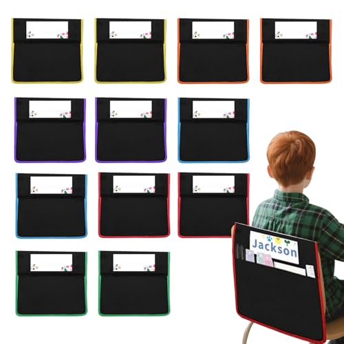 Yidueace Stuhl-Organizer Für Klassenzimmer - Schreibtischstuhl Rückenfach Organizer Mit Namensschild,12 Stücke 900D Oxford Stoff Schulmaterial Organisation Und Aufbewahrung Für Kindergarten Zuhause von Yidueace