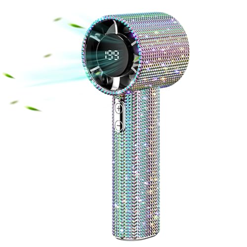 Yidueace Tragbarer Ventilator Wiederaufladbar | Strass Handventilator mit Kühlung - LED Anzeige Wiederaufladbar Für Urlaub Camping Outdoor Reisen Damen Herren Yidueace Tragbarer Ventilator Wiederaufladbar | Strass Handventilator mit Kühlung - LED Anzeige Wiederaufladbar Für Urlaub Camping Outdoor Reisen Damen Herren von Yidueace