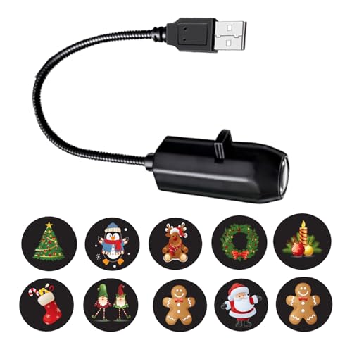 Yidueace Weihnachts LED Projektor Beleuchtung | USB Weihnachts Dekorationen für Innenbereich mit 10 Motiven - Saisonale Deko für Rasen Wohnung Schule Studentenzimmer Klassenraum von Yidueace
