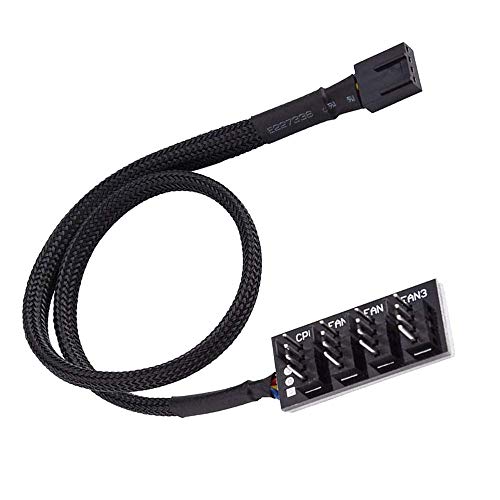 YieJoya 4-Pin PWM-Lüfternabe, 4-Pin-Anschluss für CPU-Lüfter Stromversorgungskabel-Splitter 4 PIN/3PIN ummanteltes Hub-Adapterkabel für 12V Desktop-Computer-Kühler-Gehäuselüfter (4 Wege) von YieJoya