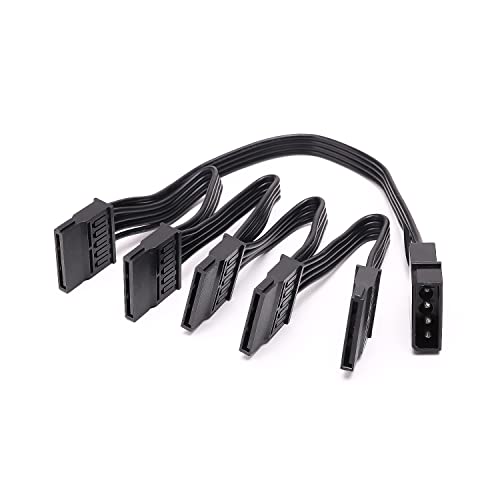 4pin IDE Molex auf 15 Pin SATA Stromversorgungskabel, große 4Pin männlich auf 5 x 15 Pin SATA weiblich Festplatten Strom Splitter Adapter Kabel für DIY PC Sever von YieJoya
