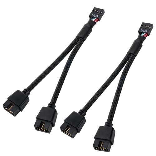 YieJoya 2 Pack USB 2.0 9-Pin-Buchse zu Dual-Verlängerungskabel 9-Pin-Stecker, Nylon-Geflecht Mainboard Usb Splitter für Computer interne Motherboard - schwarz YieJoya 2 Pack USB 2.0 9-Pin-Buchse zu Dual-Verlängerungskabel 9-Pin-Stecker, Nylon-Geflecht Mainboard Usb Splitter für Computer interne Motherboard - schwarz von YieJoya