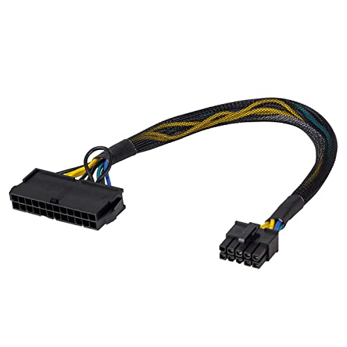 YieJoya 24 Pin auf 10 Pin ATX PSU Netzteil Adapter geflochtenes Kabel für IBM Lenovo PCs Motherboard und Server 12inch (30cm) von YieJoya