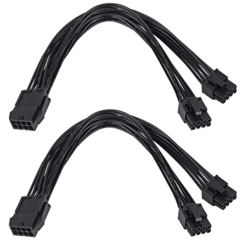 YieJoya PCIE Grafikkarte Kabel, 8Pin auf 2 x 8-Pin PCIe Adapter Stromkabel, 2er-Pack 8Pin auf Dual PCIe Splitter Pin (6+2) Grafikkarten PCI-Express Stromadapter von YieJoya