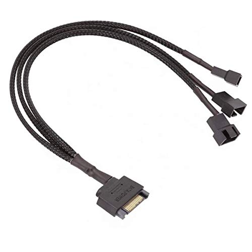 YieJoya Kühler Lüfter Adapter Kabel, 15 Pin SATA auf 3 x 3 Pin / 4 Pin PWM 12V PC-Gehäuselüfter Stromadapterkabel, (PWM-Anschluss) auf 15 Pin SATA Computerkühler Kühlung Lüfter Splitter von YieJoya