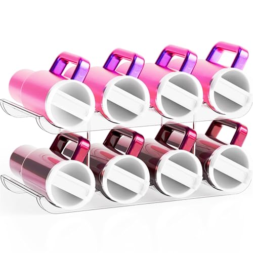 Stapelbarer Wasserflaschen-Organizer mit 2 Etagen, für Stanley-Becher, Yeti und andere Becher, größere Fächer, Stanley-Becherhalter, Weinregal und Wasserflaschenhalter für Küchenschränke von Yieach