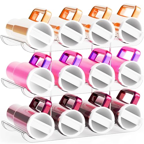 Stapelbarer Wasserflaschen-Organizer mit 3 Etagen, für Stanley-Becher, Yeti und andere Becher, größere Fächer, Stanley-Becherhalter, Weinregal und Wasserflaschenhalter für Küchenschränke Stapelbarer Wasserflaschen-Organizer mit 3 Etagen, für Stanley-Becher, Yeti und andere Becher, größere Fächer, Stanley-Becherhalter, Weinregal und Wasserflaschenhalter für Küchenschränke von Yieach