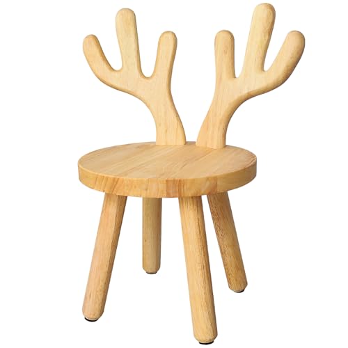 Yier MEI Holzstuhl mit Rückenlehne für Kinder Sitzhöhe 24cm, Kleiner Hocker, Kleinkind-Holzstuhl, Kindermöbel zum Essen, Lesen, Spielen, Rückenlehnenstuhl (Natürliche Farbe, Rund) von Yier Mei