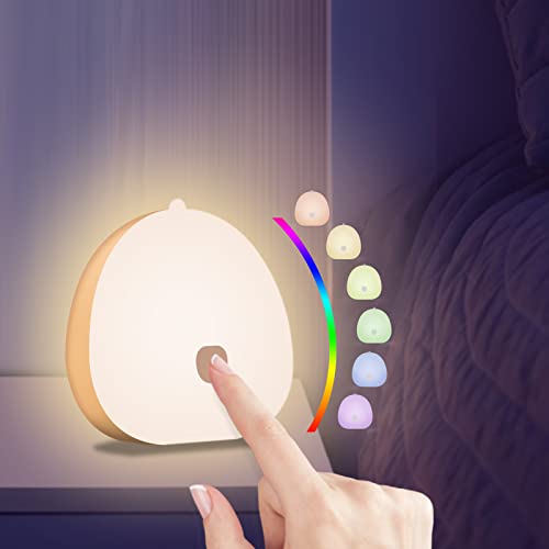 Yifacoom Nachtlicht Kinder, Nachtlicht Baby, USB Silikon Stilllicht, LED Nachttischlampe Touch Dimmbar für Mädchen Frauen, RGB Farbwechsel Schlaflicht für Babyzimmer, Schlafzimmer von Yifacoom