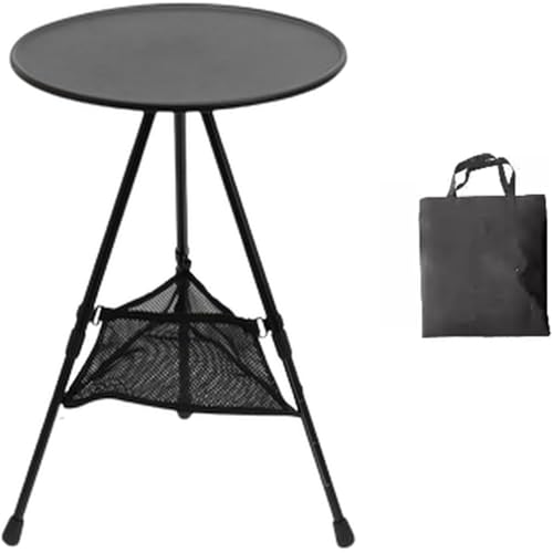 Yifaose Tragbarer Strandtisch, faltbarer Picknicktisch mit Tragetasche, geeignet für den Außenbereich, zusammenklappbar, leicht, Camping, Reisetisch, Party, Wandern, Angeln, Heckklappe, rund, Schwarz von Yifaose