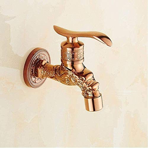 Yiffshunl Garten Wasserhahn Tap Rose Golden Cold Water Tap Wand montiert EIN Griff Waschmaschine Wasserhahn künstlerischen Balkon Wasser Wasser Wasser wassergang von Yiffshunl