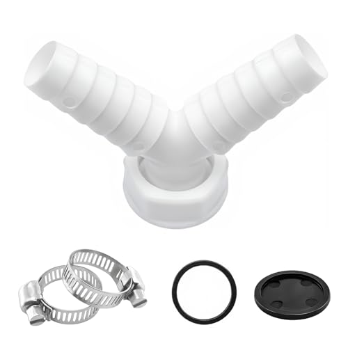 Waschmaschine Abfluss Y-Adapter Doppelanschluss – Universell Anschluss Ablauf mit Schlauchschelle, Siphons Abfluss Adapter für 1 Zoll Schlauch mit Eingang 19-24 mm und Ausgang 25mm [Energieklasse A] von Yifort