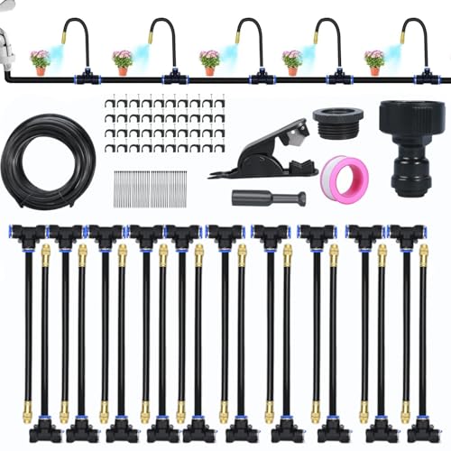 360° Automatic Irrigation System - Bewässerungssystem Garten Balkon Rasenfläche mit Water-Saving Design,Adjustable Mist Nozzle+Anti-Oxidation Brass Nozzle+Leak-Proof Fittings *20M von Yigoo