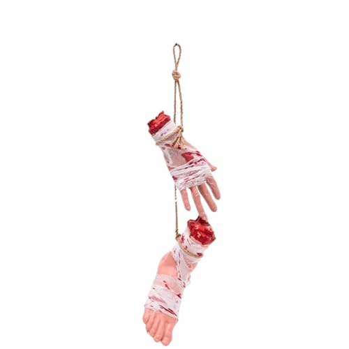 Blutige Halloween Deko Körperteile Set | Realistische Kunstblut Abgetrennte Hände Und Füße | Langlebig Wetterfest Dekoration Für Outdoor Innen Garten Erwachsene & Kinder A1 von Yigoo
