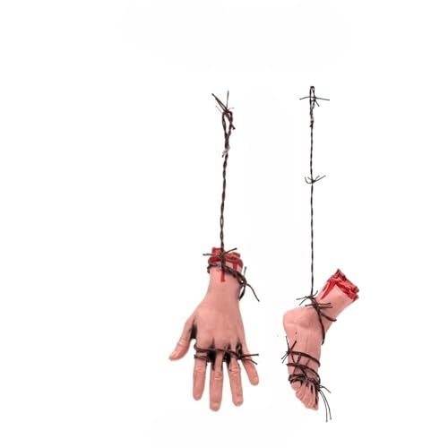 Blutige Halloween Deko Körperteile Set | Realistische Kunstblut Abgetrennte Hände Und Füße | Langlebig Wetterfest Dekoration Für Outdoor Innen Garten Erwachsene & Kinder A2 von Yigoo