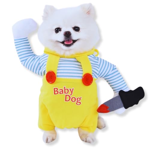 Chucky Halloween Hundekostüm Verstellbar,Lustige Grusel Cosplay Haustierkostüm XL Karneval Weihnachten Party Für Hunde Und Katzen verkleidung mit Atmungsaktiv halskrausen,perücke und Messer Chucky Halloween Hundekostüm Verstellbar,Lustige Grusel Cosplay Haustierkostüm XL Karneval Weihnachten Party Für Hunde Und Katzen verkleidung mit Atmungsaktiv halskrausen,perücke und Messer von Yigoo