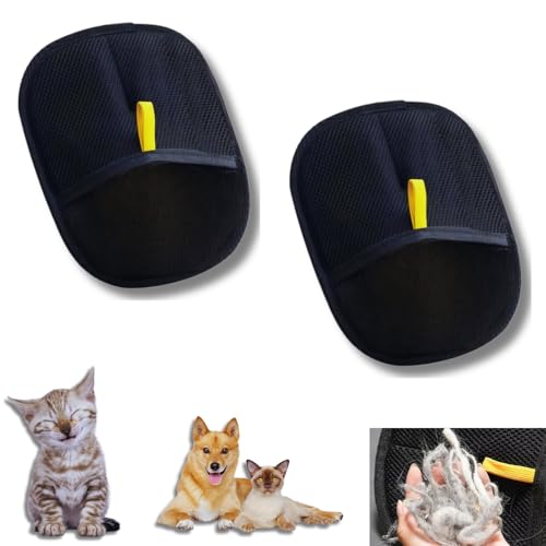 Doppelseitiger Fellmagnet Handschuh, Antistatischer Haarentfernung Handschuh für Tiere,Wiederverwendbarer Haarentfernung Handschuh,Waschbar Katzenhaarentfernung Fellpflegehandschuh Massagefunktion*2 von Yigoo