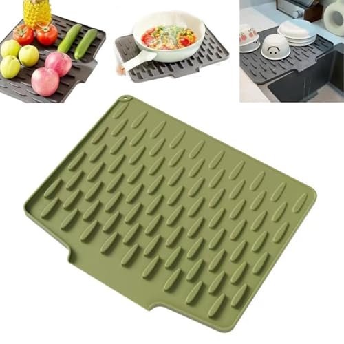 Silikon Abtropfmatte Geschirr, Auslaufsicherer Arbeitsplattenschutz mit Effektiver Wasserumleitung Rutschfestem und Hitzebeständige Design, Abtropfmatte Spüle für Küchen,Büro und Café 40 x 32,5 cm A2 von Yigoo