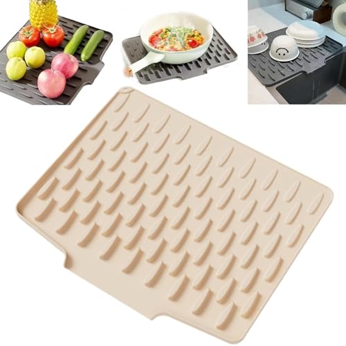 Silikon Abtropfmatte Geschirr, Auslaufsicherer Arbeitsplattenschutz mit Effektiver Wasserumleitung Rutschfestem und Hitzebeständige Design, Abtropfmatte Spüle für Küchen,Büro und Café 40 x 32,5 cm A4 von Yigoo