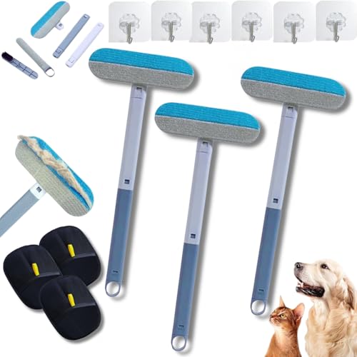 Yigoo 3-in-1 Multifunktion Tierhaarentferner,Wiederverwendbar Waschbar Antistatische Fellentferner mit langem Griff für Katze & Hund,Auto,Möbel,Teppich*3 von Yigoo