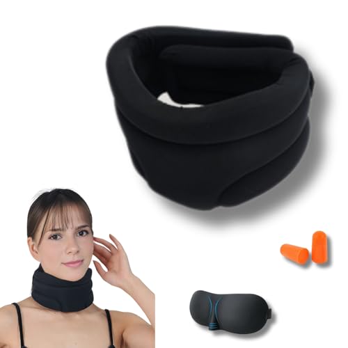 Yigoo Neck Support Vitavix Schnarchen - Halskrause gegen Ergonomische Schnarchen Nachts mit atmungsaktivem Material & Klettverschluss + Schlafmaske + Geräuschreduzierende Ohrstöpsel A1 von Yigoo