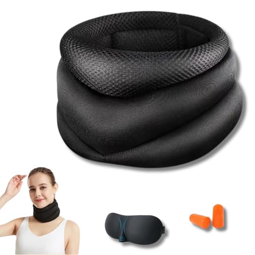 Yigoo Neck Support Vitavix Schnarchen - Halskrause gegen Ergonomische Schnarchen Nachts mit atmungsaktivem Material & Klettverschluss + Schlafmaske + Geräuschreduzierende Ohrstöpsel Schwarz von Yigoo
