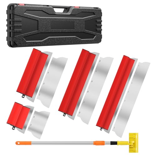 4 teiliges Flächenspachtel, Spachtel Set, Spachtel Werkzeug (25/40/60/80cm) Und 1.27 M Teleskopstange, Multifunktionales Glättungsspatel Kit (XLGD-ZT1-002) von Yigowyigo