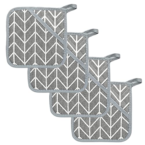 4 StüCk Topflappen Mit Tasche, GroßE Quadratische Topflappen Aus Baumwolle, KorrosionsbestäNdige Und Thermische Baumwoll- Und Leinenmatte FüR Die KüChe, Topflappen Aus Baumwolle Gegen Hohe Hitze von Yihaifu