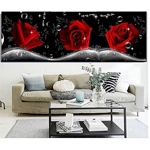 Diamond Painting Rote Rose,Diamond Painting Erwachsene Groß 40x120cm 5D diamant painting bilder DIY Eckige Vollbohrer Mosaik Kunsthandwerk Diamant Malerei für Wanddeko Wohnzimme Geschenk von Yihoote