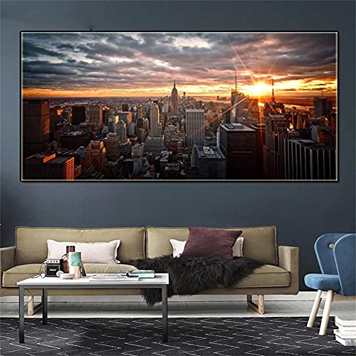 Diamond Painting New York City Blick,Diamond Painting Erwachsene Groß 40x120cm 5D Diamant Painting Bilder DIY Runde Vollbohrer Mosaik Kunsthandwerk Diamant Malerei für Wanddeko Wohnzimme Geschenk von Yihoote