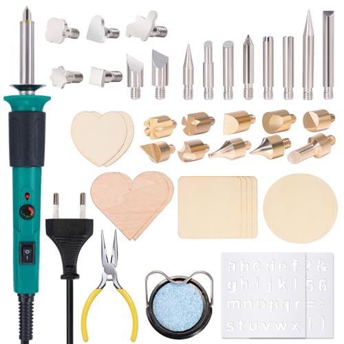 YIHUA 930-IV Brandmalerei Lötkolben Set Brennkolben für Holz Temperatur Einstellbar mit 25 Pyrografie-Tipps, 10 Brandmalholzstücke(EU PLUG) YIHUA 930-IV Brandmalerei Lötkolben Set Brennkolben für Holz Temperatur Einstellbar mit 25 Pyrografie-Tipps, 10 Brandmalholzstücke(EU PLUG) von YIHUA