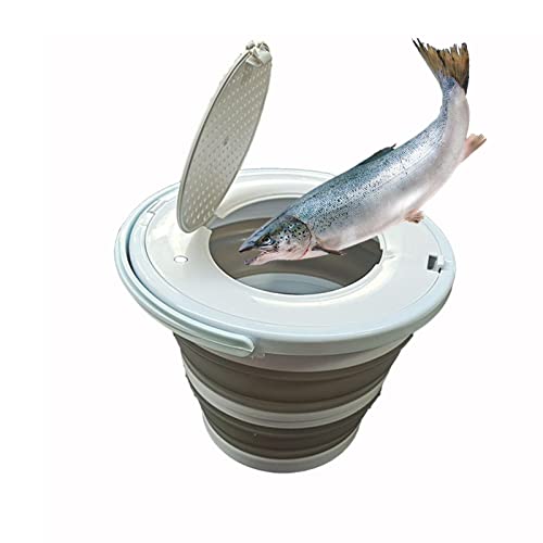 Yiida 5L/10L Faltbarer Angeleimer mit Verschlussdeckel - Tragbare runde Angelwasserwanne mit Tragegriff und Verschlussdeckel | Langlebiger, platzsparender Wassertopf mit Verschlussdeckel, für Zuhause von Yiida