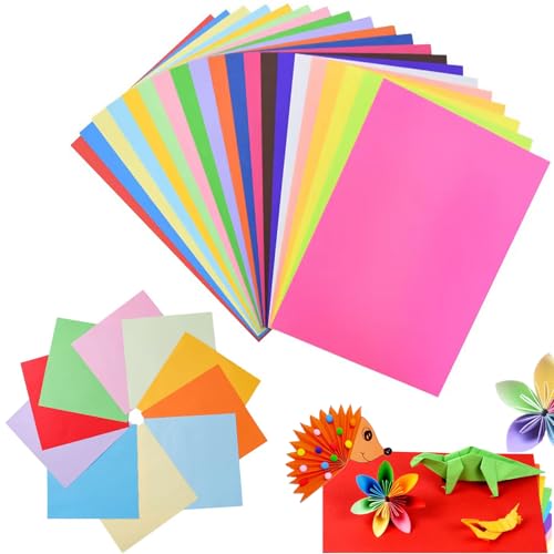 200 Blatt Origami Papier, A4 Buntes Bastelpapier+15 x 15 cm Origami-Papier, 70 g/m², Tonpapier Doppelseitig Farbiges Bastelpapier Faltpapier für Kinder Erwachsene DIY Schule Kunst Bastelprojekte von Yiirbcz