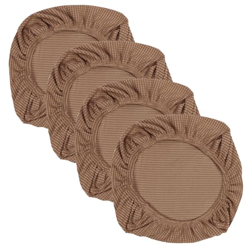 Yikko Elastic Stretch Spandex Stuhl Sitzbezüge Schonbezüge Waschbare Passform für Bürostühle, Esszimmerstühle, Bar Hochzeitsfeier Dekor (4, Braun) von Yikko