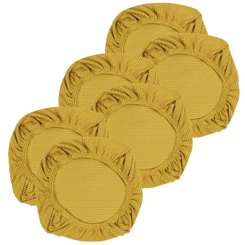 Yikko Elastic Stretch Spandex Stuhl Sitzbezüge Schonbezüge Waschbare Passform für Bürostühle, Esszimmerstühle, Bar Hochzeitsfeier Dekor (6, Bräunliches Gelb) von Yikko