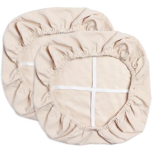 Yikko Stuhlsitzbezüge, hochdichte Karierte Jacquard-Ekedalen-Sitzbezüge für Esszimmer, Bar, Hochzeitsfeier-Dekor, dehnbarer, waschbarer Stuhlsitzkissenschutz (2, Beige) von Yikko