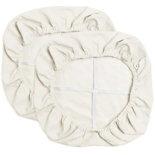 Yikko Stuhlsitzbezüge, hochdichte Karierte Jacquard-Ekedalen-Sitzbezüge für Esszimmer, Bar, Hochzeitsfeier-Dekor, dehnbarer, waschbarer Stuhlsitzkissenschutz (2, Weiß) von Yikko
