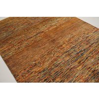 5x8 Gestreifter Gabbeh Teppich Aus Afghanistan Handgeknüpft Moderner Pflanzlich Gefärbter Wolle von YildizRugs