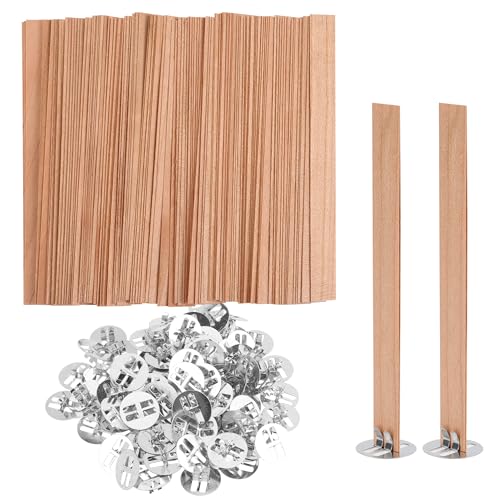 100 Stück Docht für Kerzen Holz,Kerzendocht aus Holz mit 100 Metallfüßen Holz Kerze Docht Kerzen Dochte für Kerzenherstellung DIY Handwerk 13 x 130mm von YiliYa