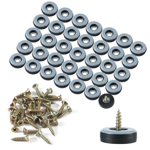 36 STK Teflongleiter zum Schrauben,Möbelgleiter Ø 22 mm Bodengleiter mit 36 STK Edelstahlschrauben Rund Teflon Möbelgleiter-Set für Möbel Sessel Stuhlbeine von YiliYa