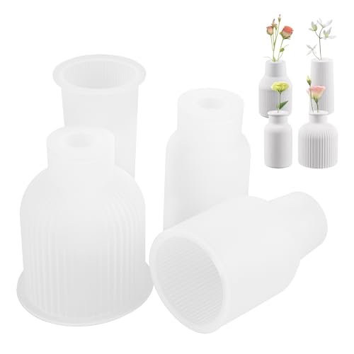 4 Stück Vase Silikonform,DIY Vases Resin Formen,Vase Gießformen,Blumenvase Silikonformen,Handgefertigte Silikonform,Epoxidharz Formen Moulds,Zur die Vasen Stifthaltern und Kristallflaschen von YiliYa