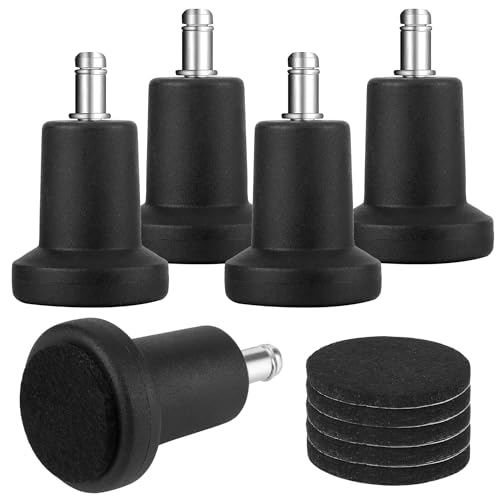 5 Stück Bodengleiter 2 Zoll - Bürostuhl Gleiter 5er Set - Bodengleiter für Schreibtischstuhl 11mm x 22mm - Schwarz Bell Glides Ersatz-Bürostuhl Rollen - mit Filzpads Fussgleiter - Stuhl Fußgleiter von YiliYa