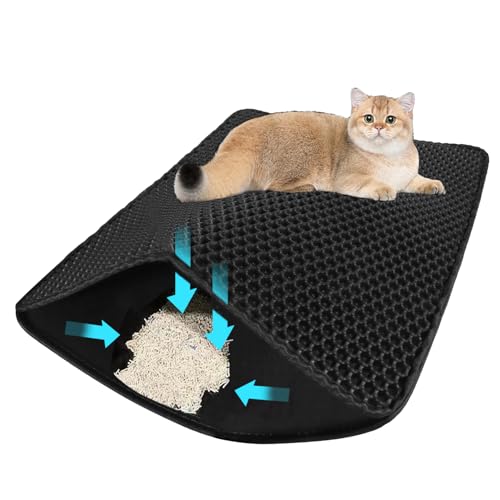 Katzenklo Matte - 60x45CM Katzenstreu Matte Wasserdichte Doppelte Schichte,Katzenmatte Katzenklo Unterleger Waben - Katzentoilette für Litter Catcher - Cat Litter Mat Grau - Katzentoilette Matte Katzenklo Matte - 60x45CM Katzenstreu Matte Wasserdichte Doppelte Schichte,Katzenmatte Katzenklo Unterleger Waben - Katzentoilette für Litter Catcher - Cat Litter Mat Grau - Katzentoilette Matte von YiliYa