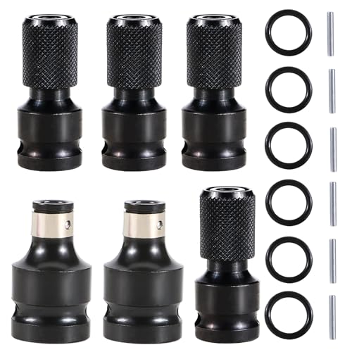 Stecknuss-Adapter 1/2 Vierkantantantrieb auf 1/4 Sechskantschaft, Sechskantschaft Adapter Teleskopbuchse Adapter für Schlagratschenschlüssel Schraubendreher Bit-Halter 6 Stücke von YiliYa