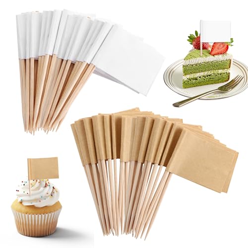 YiliYa 200 Stück Leere Zahnstocher Flaggen Zahnstocher Käse Marker Topper Flaggen Kennzeichnung Zahnstocher Papierfähnchen für Alle Arten von Events von YiliYa