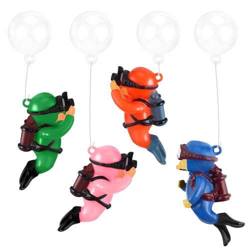 YiliYa Aquarium Deko, 4 Stück Aquarium Dekoration Schwimmende Fischspielgefährte für Aquarien süßer Kleiner Taucher Interessantes Zubehör Fish Tank Ornaments Landschaft von YiliYa