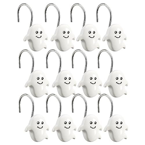 12-pcs S Form Ghost niedliche Duschvorhang Haken Halten Sie 5 kg rostresistente launenfreie Ringe für Badezimmer Küche Halloween von Yililay